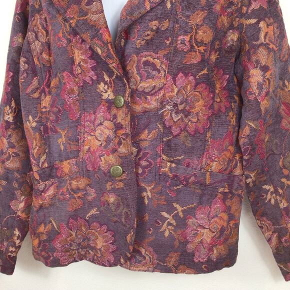 COLDWATER CREEK Floral Brocade Tapestry Jacket Blazer size M - Picture 3 of 5